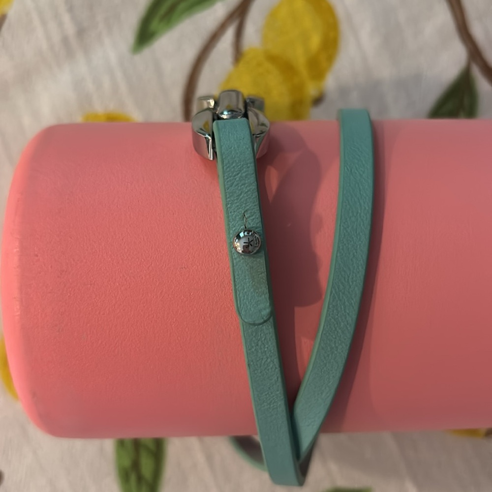Tory Burch Turquoise leather Silver chain wrap bracelet - Picture 7 of 10